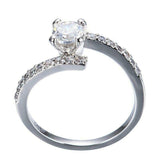 2.1ct Round Cut Diamond Engagement Ring 14k White Gold Finish Bypass Solitaire