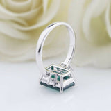 3ct Green Emerald Cut Engagement Ring Diamond Accents Trilogy 14k WhiteGold Over