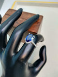 1.2ct Engagement Ring Pear Cut Blue Sapphire Diamond Accent 14k WhiteGold Finish