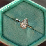 0.5ct Pear Cut Simulated Diamond Halo Engagement Ring 14k White Gold Plated