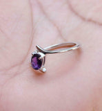 0.8ct Engagement Ring Oval Cut Purple Amethyst Solitaire 14k White Gold Finish