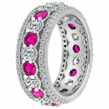 5ct Round Cut Alternating Pink Sapphire Diamond Eternity Band 14k WhiteGold Over
