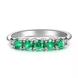 2.1ct Wedding Ring Band Round Cut Green Emerald Stackable 14k White Gold Finish