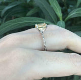 1.2ct Oval Cut Yellow Sapphire Engagement Ring Solitaire 14k White Gold Finish