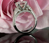 4ct Round Diamond Vintage Gatsby Princess Engagement Ring 14k White Gold Finish