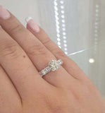 2.4ct Engagement Ring Round Cut Diamond Accents Solitaire 14k White Gold Finish