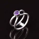 0.3ct Engagement Ring Round Cut Purple Amethyst Split Shank 14k WhiteGold Finish