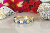 2.4ct Wedding Band Princess Cut Aquamarine Half Eternity 14k Yellow Gold Finish