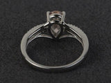 2ct Pear Cut Morganite Split Shank Solitaire Accent Ring 14k White Gold Finish