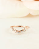 0.2ct Round Cut Moissanite Curved Minimalist Wedding Band 14k Rose Gold Plated