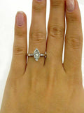 4ct Marquise Baguette Accent Diamond Trilogy Engagement Ring 14K White Gold Over