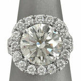 4Ct Round Cut DVVS1 Diamond Split Band Halo Engagement Ring 14K White Gold Over