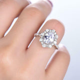 2.3ct Engagement Ring Oval Cut Diamond Halo Women Solitaire 14k WhiteGold Finish