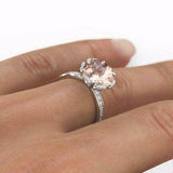 2ct Round Cut Peach Morganite Floral Women Engagement Ring 14k White Gold Over