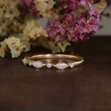 1ct Marquise Diamond Wedding Band Half Eternity Stackable 14k Yellow Gold Finish