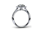 2.3ct Engagement Ring Round Cut Diamond Twist Shank Halo 14k White Gold Finish