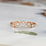 1.2ct Round Cut Diamond Wedding Band Curved Half Eternity 14k Rose Gold Finish