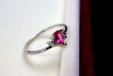 0.2ct Engagement Ring Pear Cut Pink Ruby Curved Minimalist 14k White Gold Finish