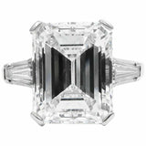 3Ct Emerald Cut Diamond Solitaire Ring 14K White Gold Finish and Baguette Accent