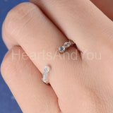 0.3ct Round Cut Moissanite Open Cuff Women Wedding Band 14k White Gold Plated