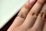 0.3ct Engagement Ring Oval Cut Amethyst Trilogy Minimalist 14k White Gold Finish