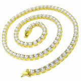 30Ct Round Cut Diamond Classic Hip Hop Tennis Necklace 14K Yellow Gold Finish