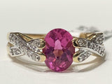 2.9ct Engagement Ring Oval Cut Pink Ruby Split Shank 14k Yellow Gold Finish