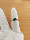 1.2ct Engagement Ring Round Cut Green Emerald Infinity Wave 14k Rose Gold Finish