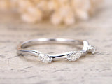 0.5ct Marquise Cut Diamond Leaf Wedding Anniversary Band 14k White Gold Finish