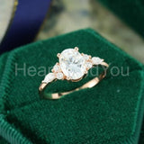 2.2ct Oval Simulated Diamond Solitaire with Accents Ring 14k Yellow Gold Plated