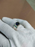 2ct Engagement Ring Oval Cut Blue Sapphire Solitaire Wide 14k White Gold Finish