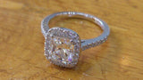 2.5ct Radiant Cut VVS1 Diamond Halo Promise Engagement Ring 14k WhiteGold Finish