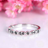 1.2ct Round Cut Black Diamond Wedding Band Half Eternity 14k White Gold Finish