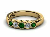 2.1ct Round Cut Alternate Emerald Diamond Five Stone Band 14k Yellow Gold Finish