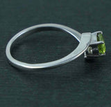 0.3ct Engagement Ring Oval Cut Green Peridot Swirl Twist 14k White Gold Finish