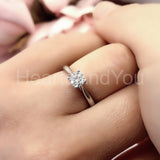 0.2ct Round Cut Moissanite Solitaire Women Engagement Ring 14k White Gold Plated