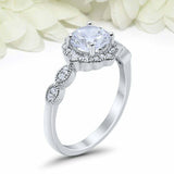 2ct Round Cut Diamond Engagement Ring Vintage Halo Art Deco 14k WhiteGold Finish