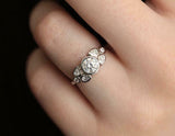 1.2ct Round Cut Diamond Solitaire Ring 14k White Gold Finish with Pear Accents