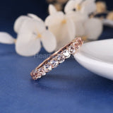 1ct Round Cut Simulated Morganite Half Eternity Wedding Band 14k RoseGold Plated