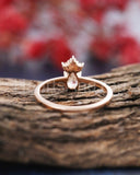 0.6ct Pear Cut Simulated Peach Morganite Minimalist Ring 14k Rose Gold Plated