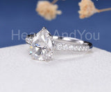 2.1ct Pear Simulated Diamond Solitaire with Accents Ring 14k White Gold Plated