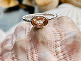 1ct Engagement Ring Oval Cut Morganite Twisted Solitaire 14k White Gold Finish
