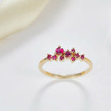 1ct Round Cut Pink Ruby Engagement Ring Cluster Minimalist 14k YellowGold Finish