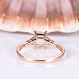 1.5ct Emerald Peach Morganite Diamond Accent Solitaire Ring 14k Rose Gold Finish