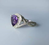 2ct Trillion Cut Purple Amethyst Engagement Ring 14k White Gold Finish Infinity