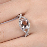 2ct Cushion Cut Morganite Engagement Ring Halo Split Shank 14k White Gold Finish