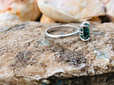 2.2ct Green Emerald Cut Simulated Solitaire Engagement Ring 14k WhiteGold Plated