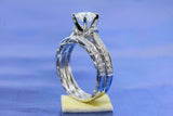 2.1ct Round Cut Diamond Engagement Ring Milgrain Bridal Set 18k White Gold Over