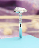 2.5ct Pear Cut VVS1 Diamond Halo Vintage Engagement Ring 14k White Gold Finish