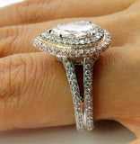 6.5ct Oval Cut Diamond Cocktail Split Band Engagement Ring 14K White Gold Finish